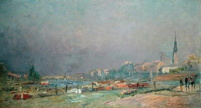 On the River Bank（油彩・キャンバス） 作： Albert Charles Lebourg