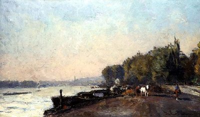 秋のSuresnes（油彩・キャンバス 作： Albert Charles Lebourg