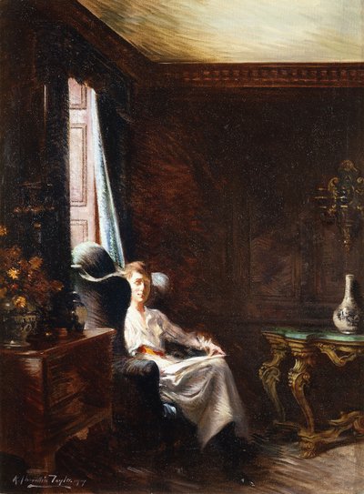 窓際の読書、1919 作： Albert Chevallier Tayler
