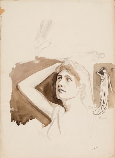アルケスティス役アイノ・アクテ、スケッチ 作： Albert Edelfelt