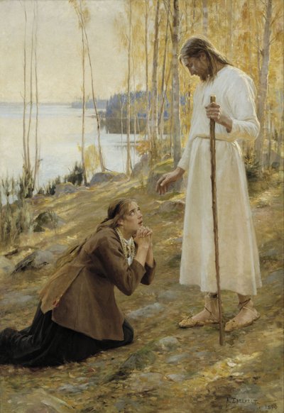 フィンランドの伝説、キリストとマグダラのマリア 作： Albert Gustaf Aristides Edelfelt