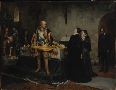 カール公爵、クラウス・フレミングの遺体を侮辱する 作： Albert Edelfelt