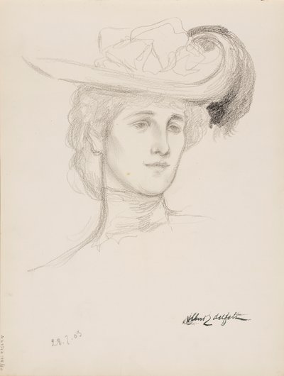 帽子をかぶった女性（フローレ・デシャン夫人？） 作： Albert Edelfelt