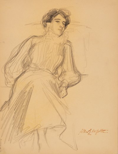 座る女性 作： Albert Edelfelt