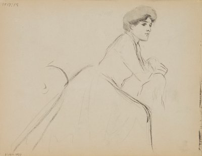 座る女性、横顔 作： Albert Edelfelt