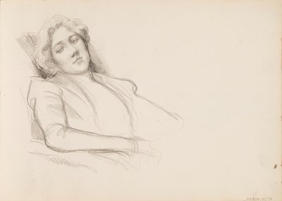 座る女性、半身フィルム 作： Albert Edelfelt