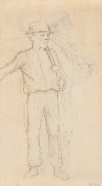 少年、おそらくヴェラヤッラの絵のスケッチ 作： Albert Edelfelt