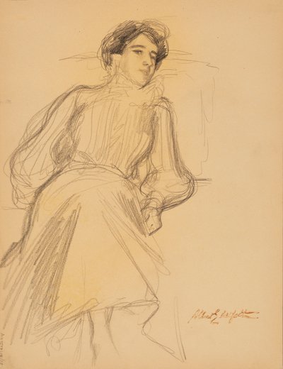 座る女性 作： Albert Edelfelt