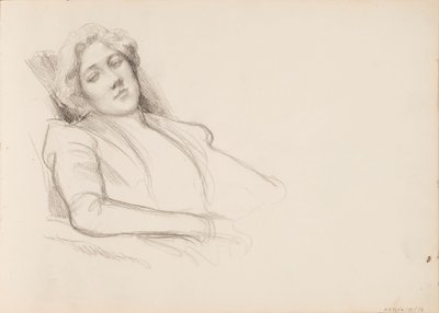 座る女性、半身フィルム 作： Albert Edelfelt
