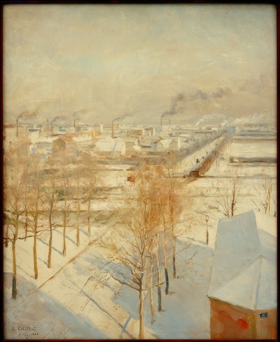 雪に覆われたパリ 作： Albert Gustaf Aristides Edelfelt
