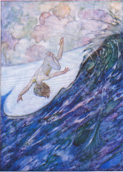 彼は、The Water Babies pub.by Humphrey Milford Oxford University Press、c.1930 (カラー リソ) から、3 隻の船を水から出しました。 作： Albert Edward Jackson