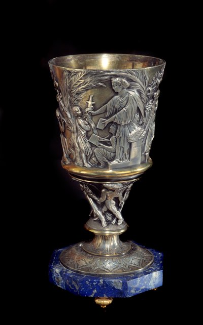 アルベール・アーネスト・キャリアー・ベルーズ（1824-1887）による銀と磁器のポルフィリーカップ 作： Albert Ernest Carrier Belleuse
