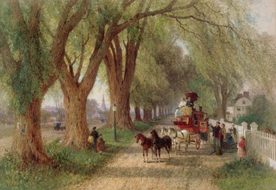 ニューイングランドでのコーチング（紙にトイレ） 作： Albert Fitch Bellows