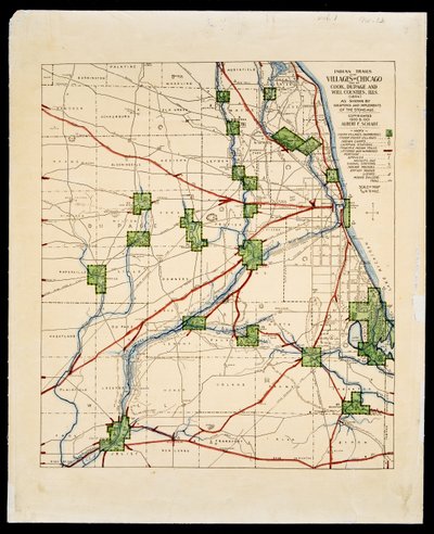 アメリカインディアンの小道と村の地図 作： Albert Frederick Scharf