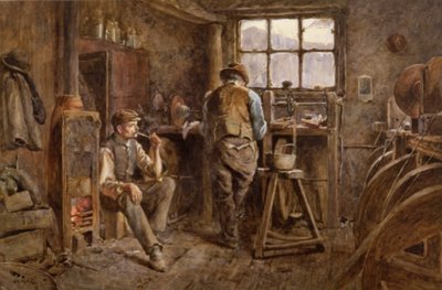 ジェットワークショップ、ウィットビー（紙に水彩） 作： Albert George Stevens