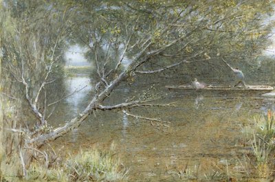 テムズ川の背水、c.1860-c.1932（水彩、ボディカラー、ペン、紙にインク） 作： Albert Goodwin