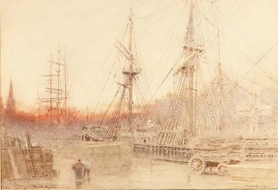 ブリストル、一日の仕事が終わったら 作： Albert Goodwin