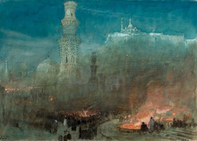 カイロ、夜（水彩） 作： Albert Goodwin