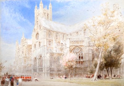 カンタベリー大聖堂兵士たちのパレード（水彩・インク） 作： Albert Goodwin
