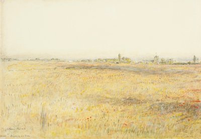 トウモロコシ畑、フー。ベックスヒル・オン・シー（水彩・インク） 作： Albert Goodwin