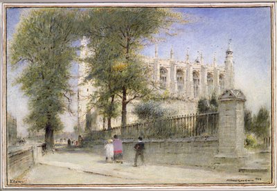 イートンカレッジ、ウィンザー、1923年（トイレとガッシュ） 作： Albert Goodwin