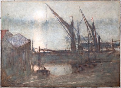 川の霧、チェルシー、チーニー・ウォーク 作： Albert Goodwin
