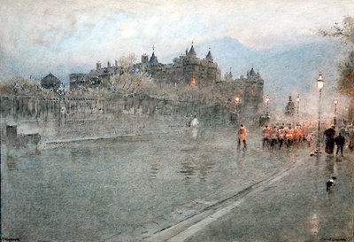 ホリールード、エジンバラ（紙に水彩画、ペン＆インク 作： Albert Goodwin