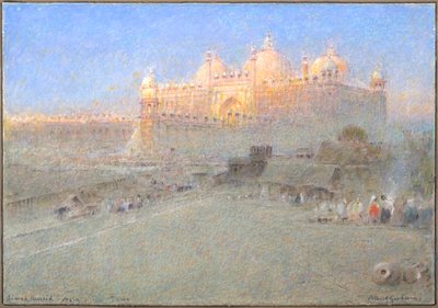 アグラ、ジュムナ・ムジッド、夜明け（水彩、ボディカラー、インク） 作： Albert Goodwin