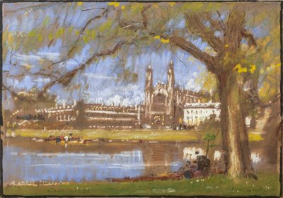 キングス・カレッジ、ケンブリッジ（水彩、鉛筆、色画用紙） 作： Albert Goodwin