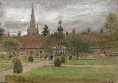 ロング・アレイ・アルムハウス、アビンドン（水彩画） 作： Albert Goodwin