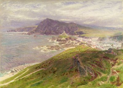 北デボン州イルフラクームの海岸 (鉛筆と水彩) 作： Albert Goodwin