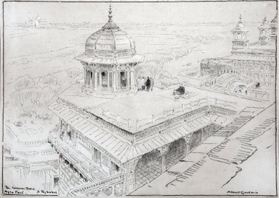 ジャスミン・タワー、アグラ・フォート、タージ・マハル（図面） 作： Albert Goodwin