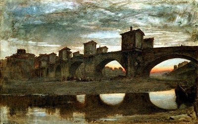 取り壊し前のポンテ・アッラ・グレシア、フィレンツェ 作： Albert Goodwin
