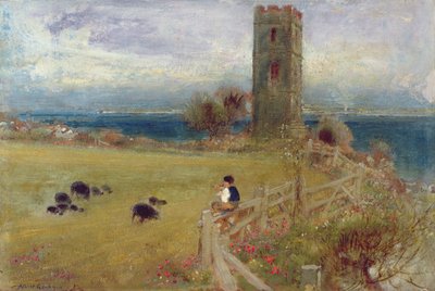羊飼いの少年、サイドストランド、ノーフォーク 作： Albert Goodwin