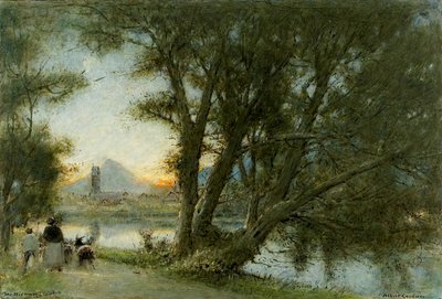 …の村、c.1860-c.1932（船内の油、ペン、インク） 作： Albert Goodwin