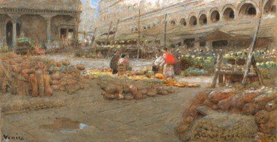 ヴェネツィア（水彩、ボディカラー、色画用紙） 作： Albert Goodwin