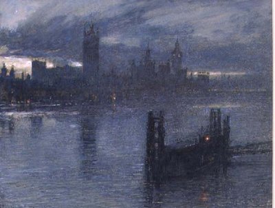 ランベスブリッジから見たウェストミンスター 作： Albert Goodwin