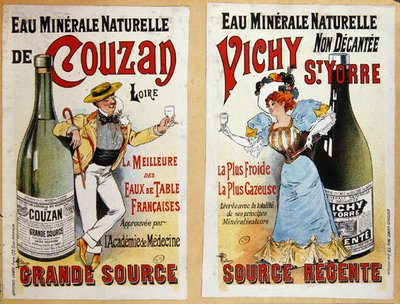 クーザンとヴィシーのミネラルウォーターの広告、1900年頃（カラーリトグラフ） 作： Albert Guillaume