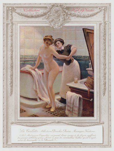 ベルエポックパリ、ファッショナブルな女性が入浴 作： Albert Guillaume