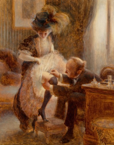 彼女のペチコートを持ち上げます。 作： Albert Guillaume