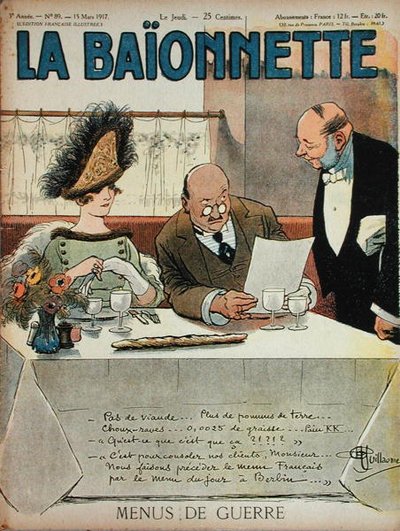 1917年3月15日、ラバイオネットの戦争メニュー 作： Albert Guillaume
