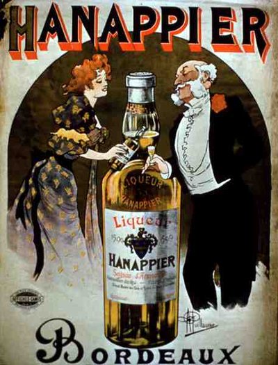 ボルドーの「Hanappier Liqueur」の広告ポスター（カラーリトグラフ） 作： Albert Guillaume