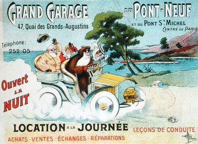 Le Grand Garage du Pont-Neuf」の宣伝ポスター。 作： Albert Guillaume