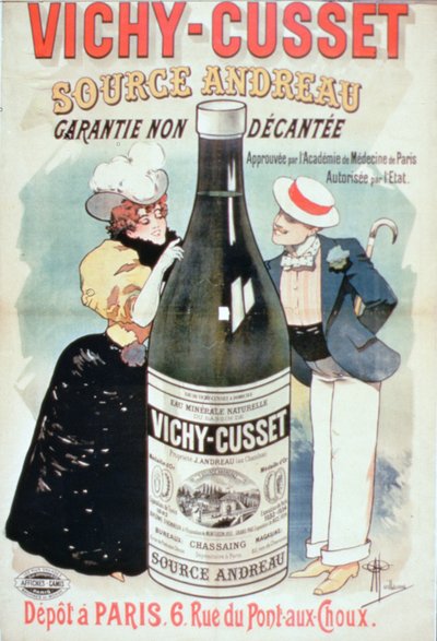 パリの「Vichy-Cusset Mineral Water」の広告ポスター（カラーリトグラフ） 作： Albert Guillaume