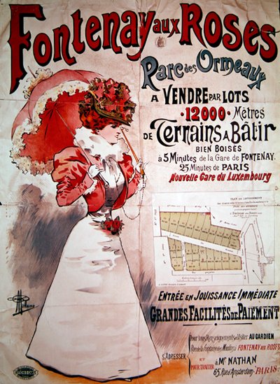 フォントネーオーローズ、パルクデオルモーのポスター広告の割り当て 作： Albert Guillaume