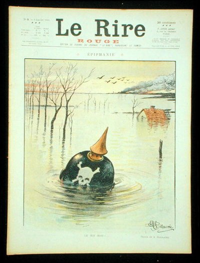 王は酒を飲む」、「Le Rire Rouge」表紙、1915年1月9日（カラーリトグラフ） 作： Albert Guillaume