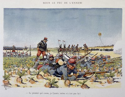 敵の攻撃を受けて-A.ギヨームが見た軍隊 1900年頃 作： Albert Guillaume