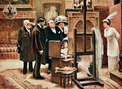 彼の絵を見せる画家、c。 1920年（版画） 作： Albert Guillaume