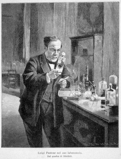 エデルフェルトが描いたルイ・パスツールの研究室の様子 作： Albert Gustaf Aristides (after) Edelfelt