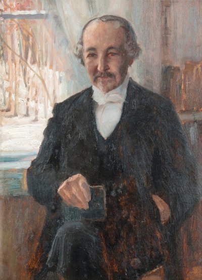 詩人ザクリス（サシャリア）・トペリウスの肖像（厚紙に油彩 作： Albert Gustaf Aristides Edelfelt